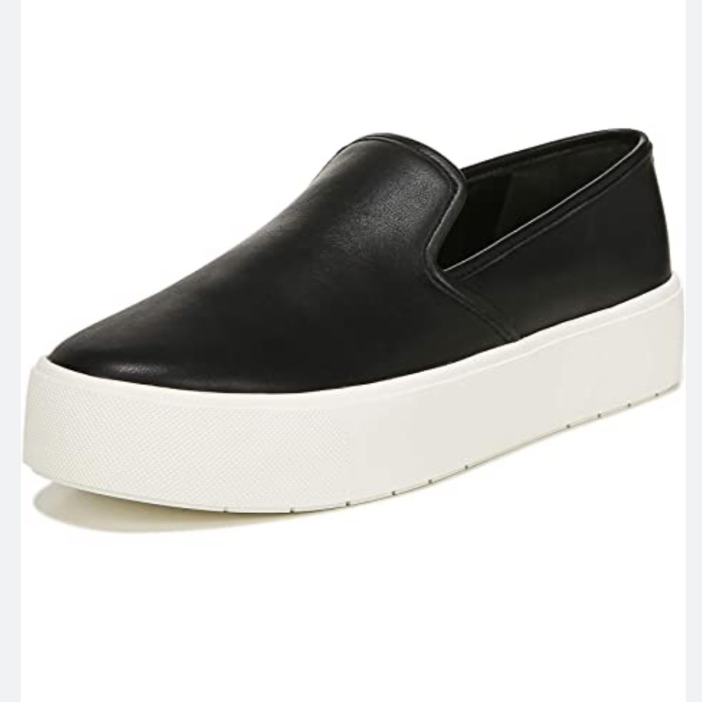 Vince Black and White Slip-On Loafers